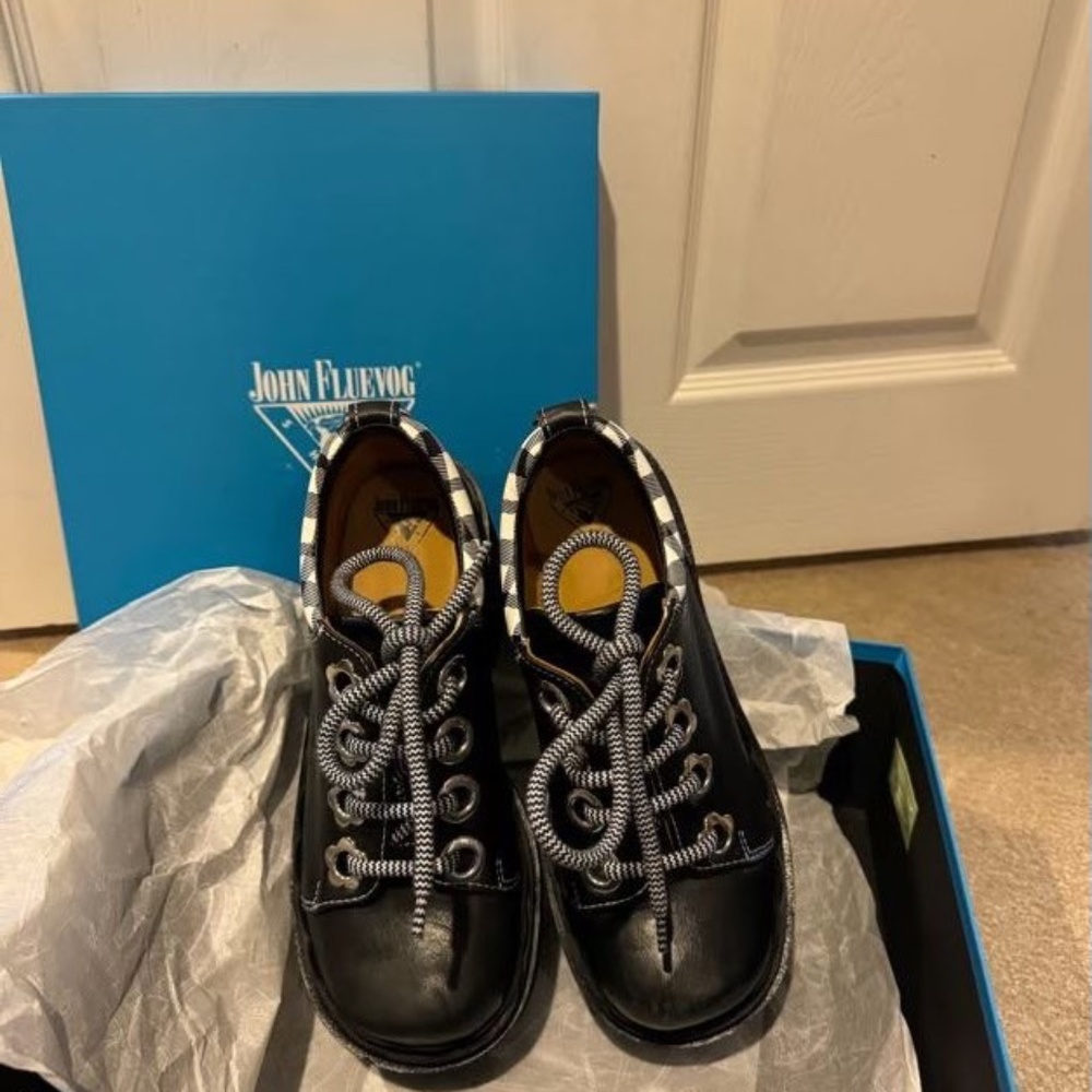 John Fluevog Skyhigh Fizzy Black and White